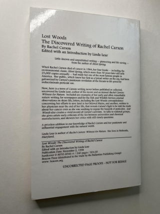 Lost Woods: The Discovered Writing of Rachel Carson (uncorrected proof)