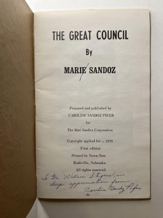 The Great Council (inscribed to Wallace Stegner)