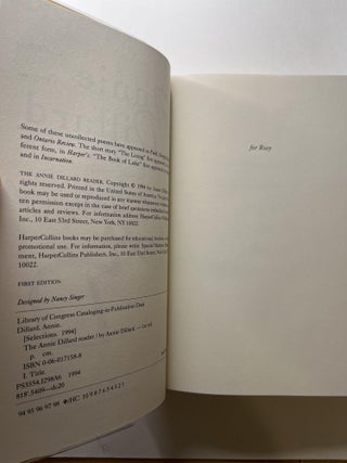 The Annie Dillard Reader (association copy)