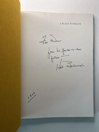 A Place to Begin: The New England Experience (inscribed to his son)