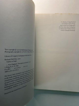 A Place to Begin: The New England Experience (inscribed to his son)