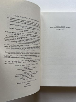 Extinction: The Causes and Consequences of the Disappearance of Species (inscribed to Stephen Jay Gould)