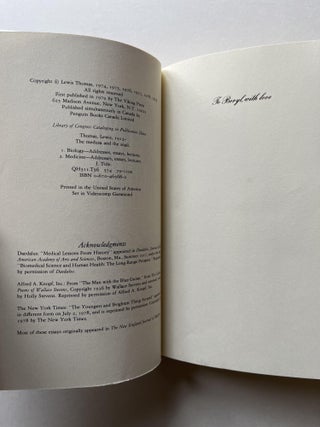 The Medusa and the Snail: More Notes of a Biology Watcher (association copy)
