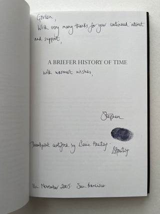 A Briefer History of Time (inscribed to Intel founder Gordon Moore)