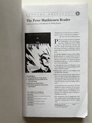 The Peter Matthiessen Reader (signed uncorrected proof)