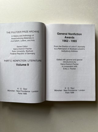 The Pulitzer Prize Archives: Volume 9: General Nonfiction Awards 1962-1993 (E.O. Wilson's copy)