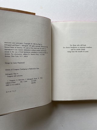 Dragons and Unicorns: A Natural History (inscribed to his son)