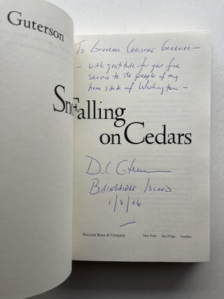 Snow Falling on Cedars (inscribed to the Governor of Washington State)