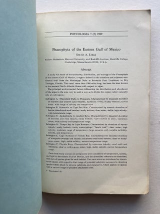 Phaeophyta of the Eastern Gulf of Mexico, Phycologia Vol. 7, No. 2 (Sylvia Earle's dissertation, signed)