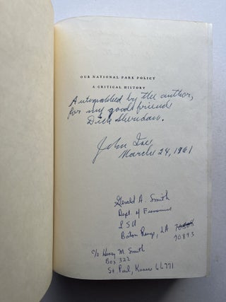 Our National Park Policy: A Critical History (association copy)