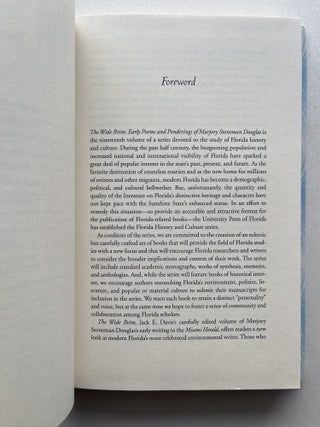 The Wide Brim: Early Poems and Ponderings of Marjory Stoneman Douglas (signed by the editor, Jack E. Davis)