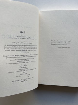 Consilience: The Unity of Knowledge (inscribed to former Secretary of the Interior Bruce Babbitt)