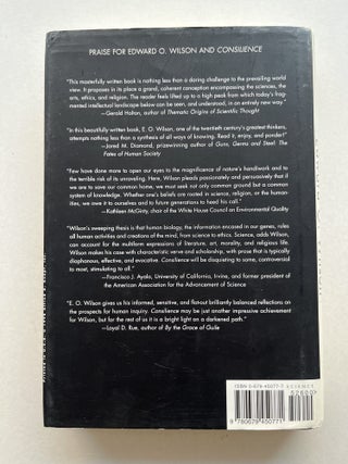 Consilience: The Unity of Knowledge (inscribed to former Secretary of the Interior Bruce Babbitt)