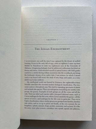Consilience: The Unity of Knowledge (inscribed to former Secretary of the Interior Bruce Babbitt)