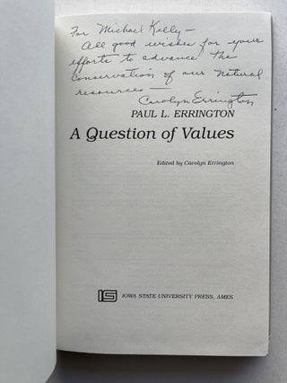 A Question of Values (inscribed by the editor, Errington's wife)