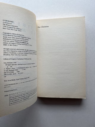 Of Tigers and Men: Entering the Age of Extinction (inscribed to George Schaller)