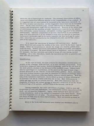 Game Birds & Mammals of California: a laboratory syllabus