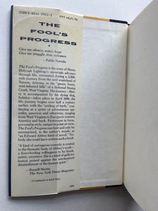 The Fool's Progress: An Honest Novel (inscribed with signed note)