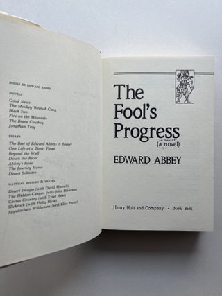 The Fool's Progress: An Honest Novel (inscribed with signed note)