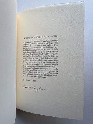 Sixteen T'ang Poems (signed)