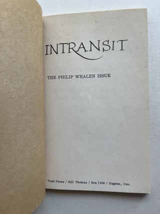 Intransit: Philip Whalen issue: The Education Continues Along (inscribed to Joanne Kyger)