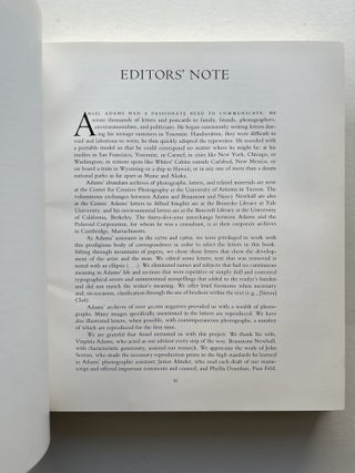 Ansel Adams: Letters and Images, 1916-1984 (association copy, inscribed by Wallace Stegner)