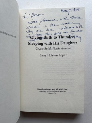Giving Birth to Thunder, Sleeping with His Daughter: Coyote Builds North America (inscribed)
