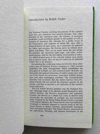 The Last Stand: Ralph Nader's Study Group Report on the National Forests (U.S. Forest Service Chief Jack Ward Thomas's copy)