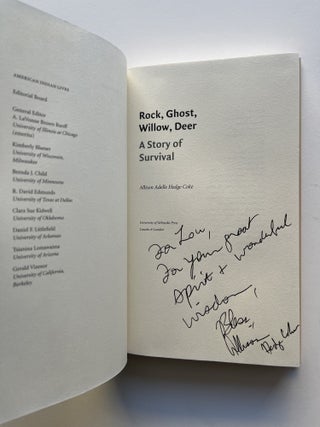 Rock, Ghost, Willow, Deer: A Story of Survival (inscribed)