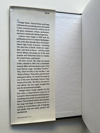 Stranger Music: Selected Poems and Songs (inscribed to Jim Harrison)