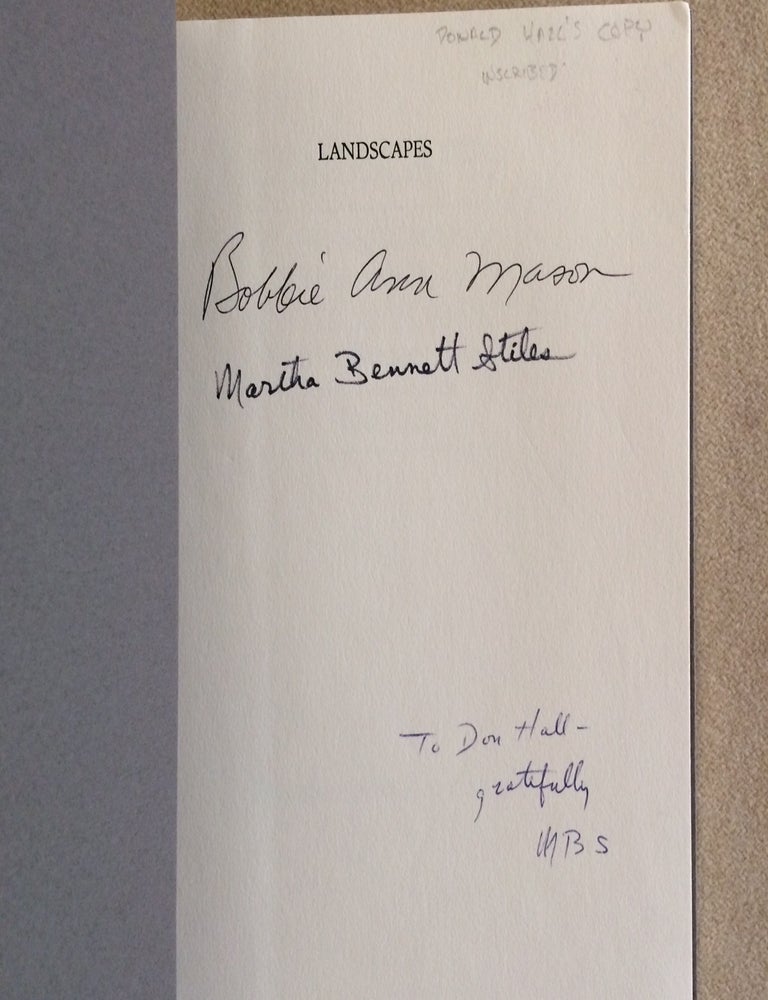 Item #ABE-1593578553724 Landscapes (inscribed to Donald Hall). Bobbie Ann Mason, Martha Bennett Stiles, Donald Hall.