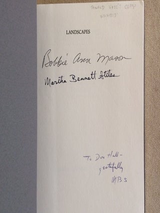 Item #ABE-1593578553724 Landscapes (inscribed to Donald Hall). Bobbie Ann Mason, Martha Bennett...