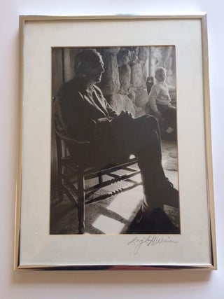 Item #ABE-1642361229298 Photograph of Robinson Jeffers with grandson in Hawk Tower. Robinson...