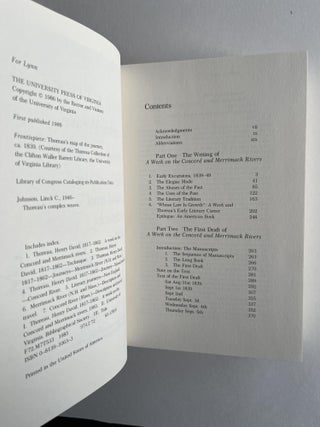 Thoreau's Complex Weave: The Writing of a Week on the Concord and Merrimack Rivers, With the Text of the First Draft (association copy)