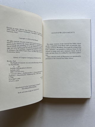 The People of Concord: One Year in the Flowering of New England (inscribed)