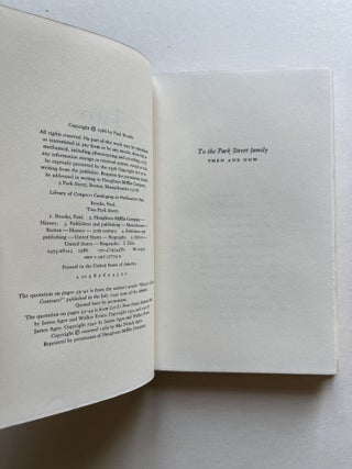 Two Park Street: A Publishing Memoir (signed)
