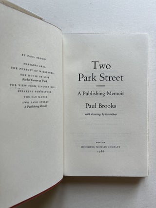 Two Park Street: A Publishing Memoir (signed)
