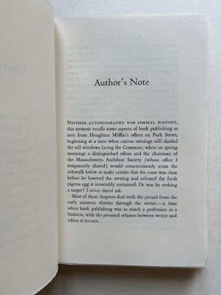 Two Park Street: A Publishing Memoir (signed)