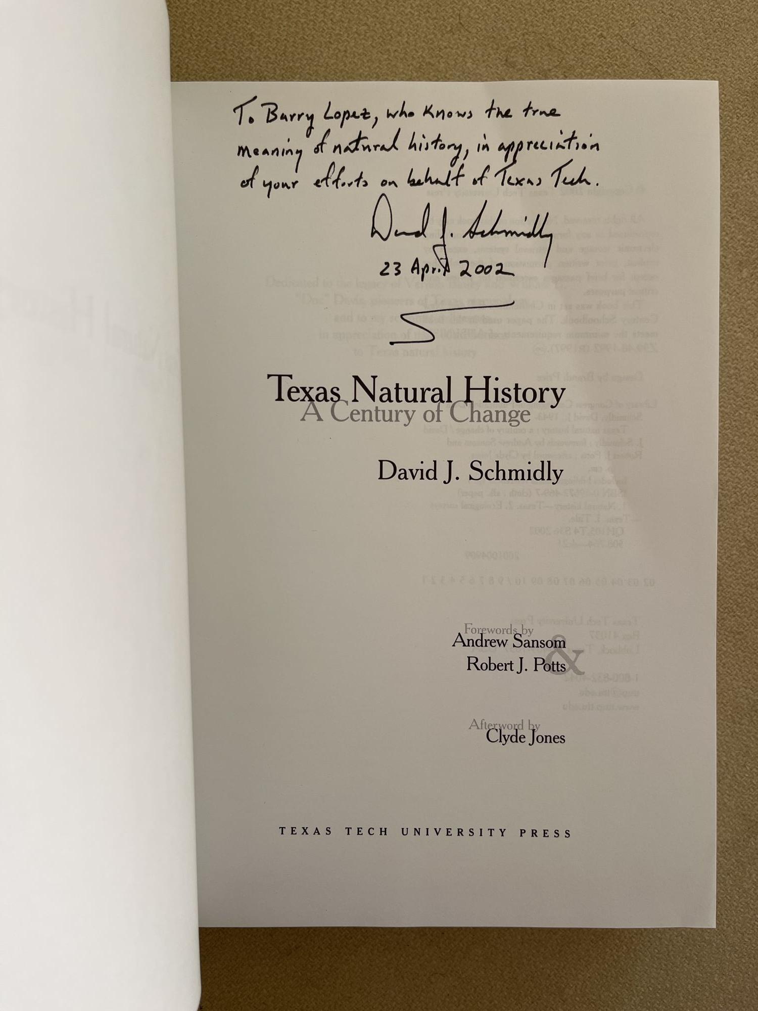 Texas Natural History: A Century of Change | David J. Schmidly, Barry ...